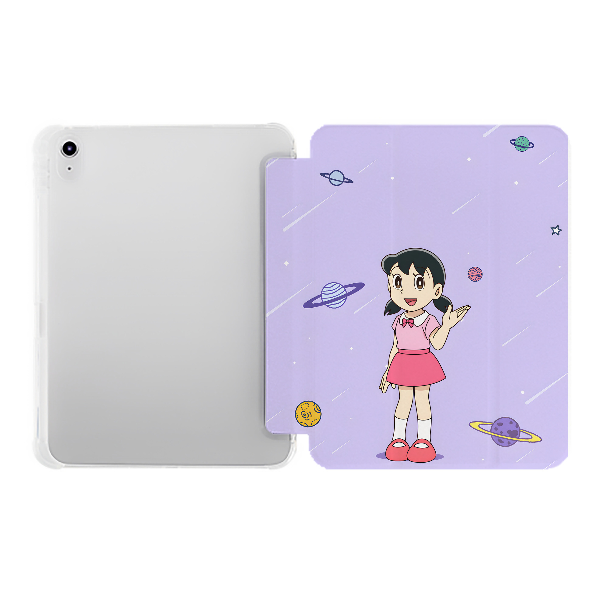 （画像用） ドラえもん Doraemon IPad ケース ペン収納付き 三つ折りスタンド PUレザー×シリコン 対応機種9.5/10.5/10.9インチ